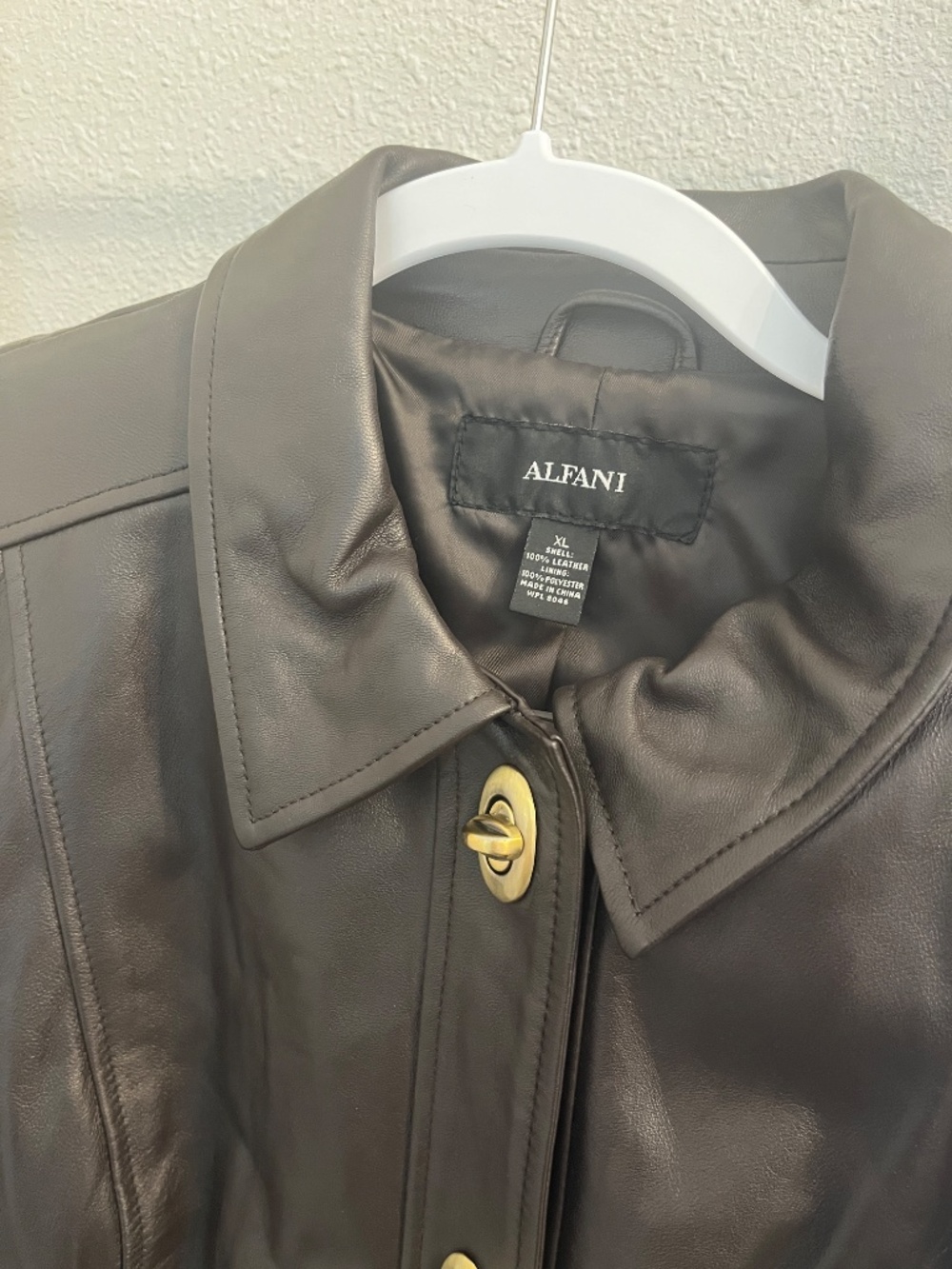 NWT Alfani Dark Brown Leather Jacket Womens XL - Picture 2 of 6